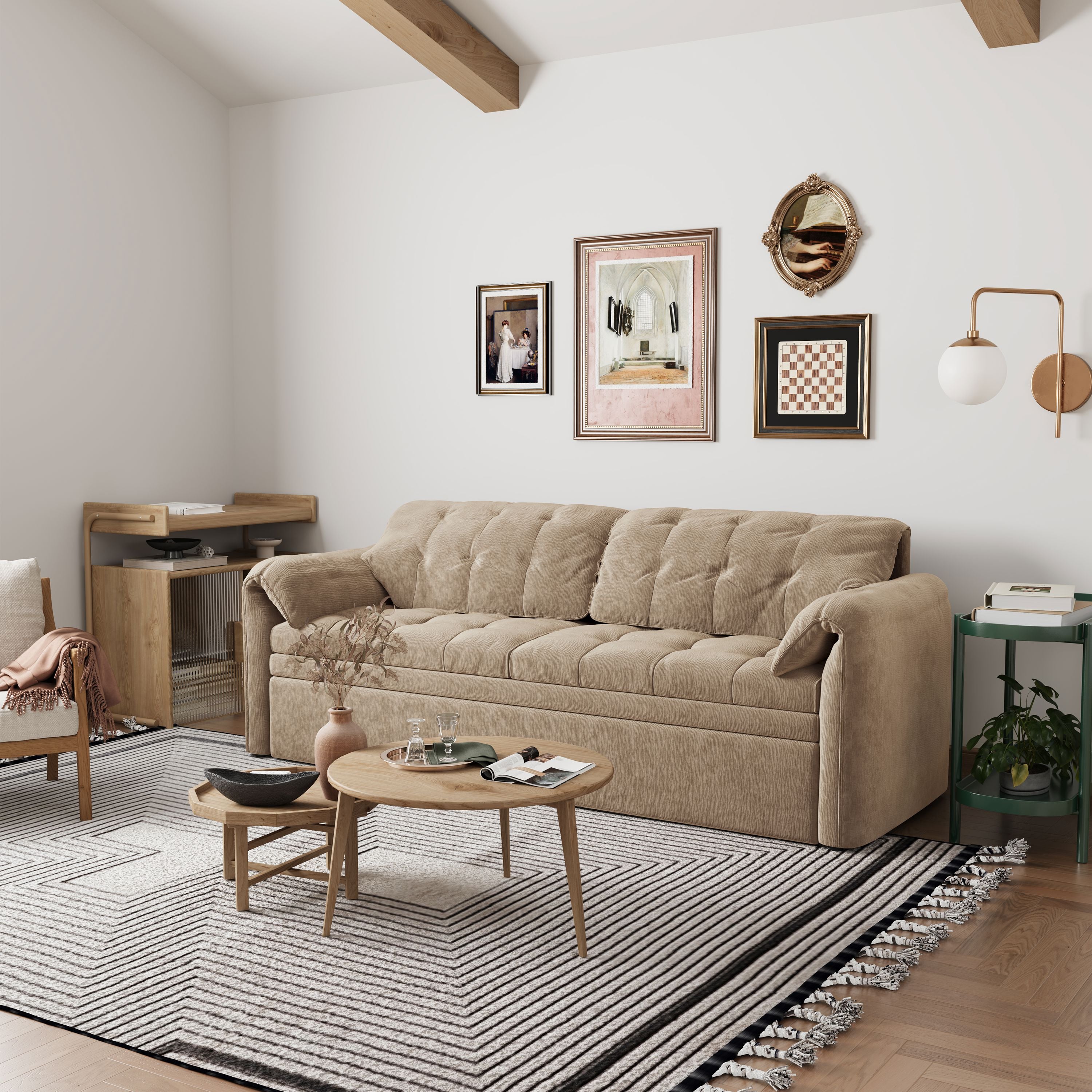 Cottonfy Upgraded Cloud Chenille Skin Friendly Sofa Bed with Storage Living and Home 