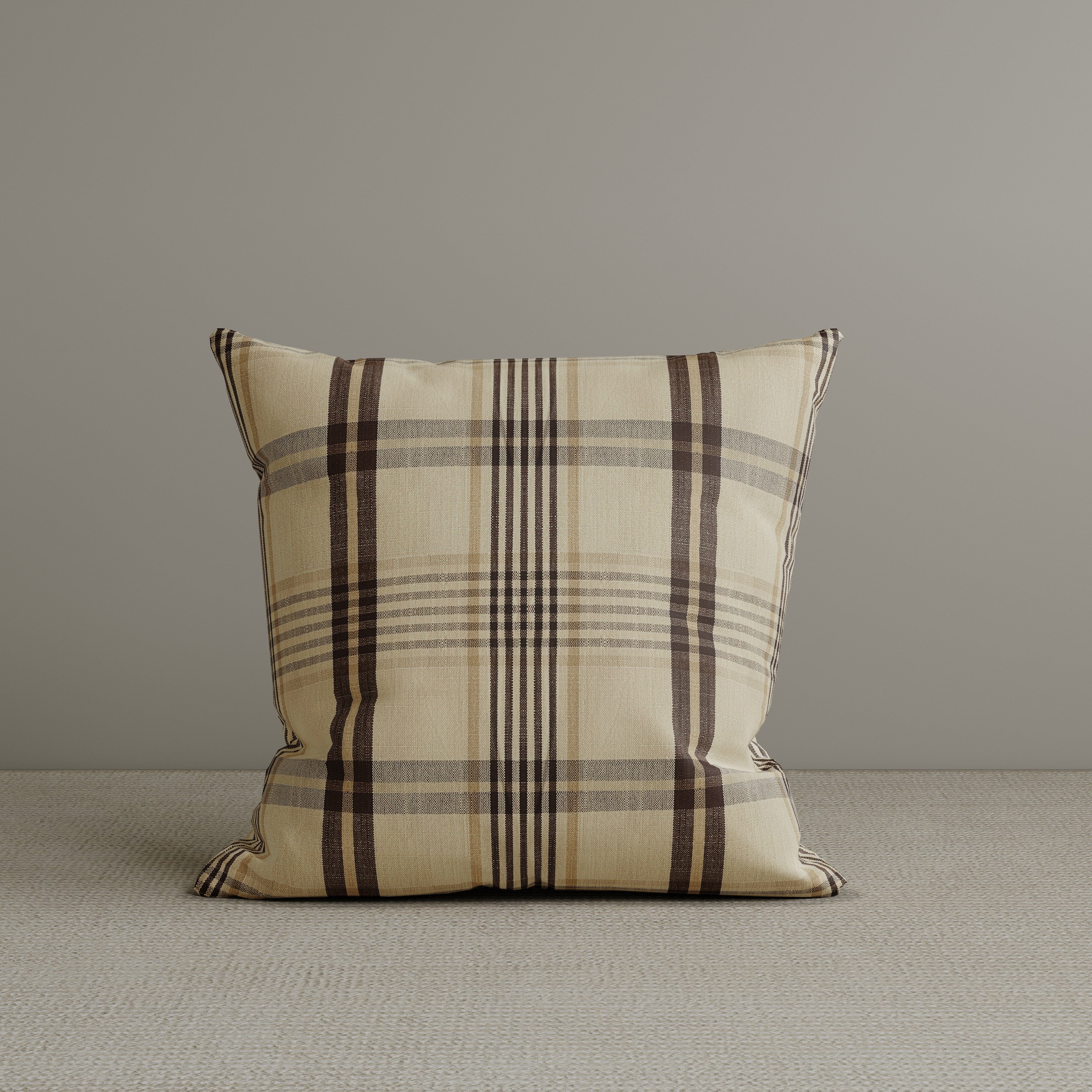 Square Exclusive Design Cushion in Cocoa Comfort Checkered Cotton Linen, 45*45CM Living and Home 1 PC 