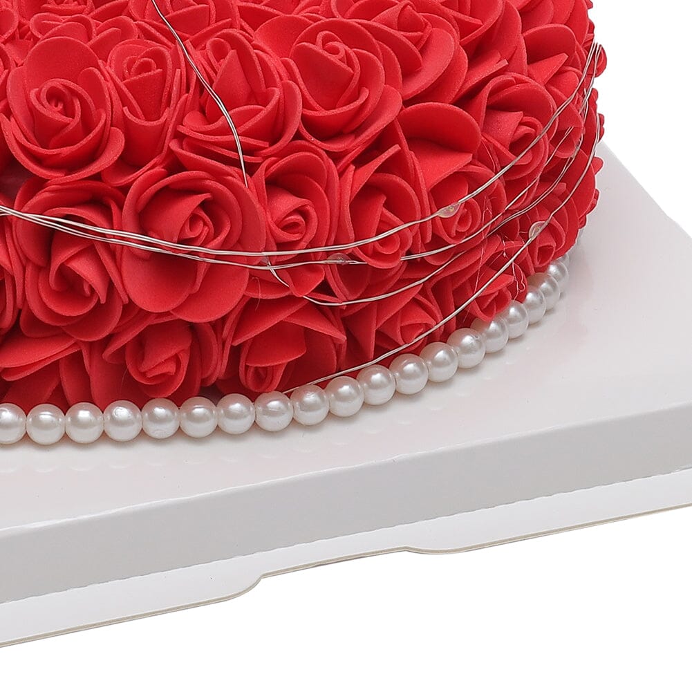 Simulation Foam Forever Rose Red Cake Gift Box with Warm Light Strip Living and Home 