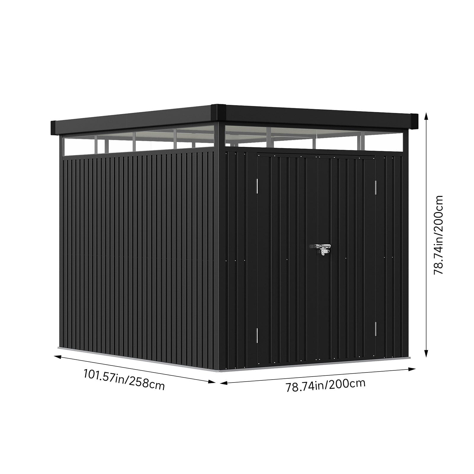 2x2.6x2m/1.6x2.6x2m/2.6x3x2m/4x3x2m Charcoal Black Galvanized Steel Storage Shed with Double/Single Lockable Doors Living and Home 