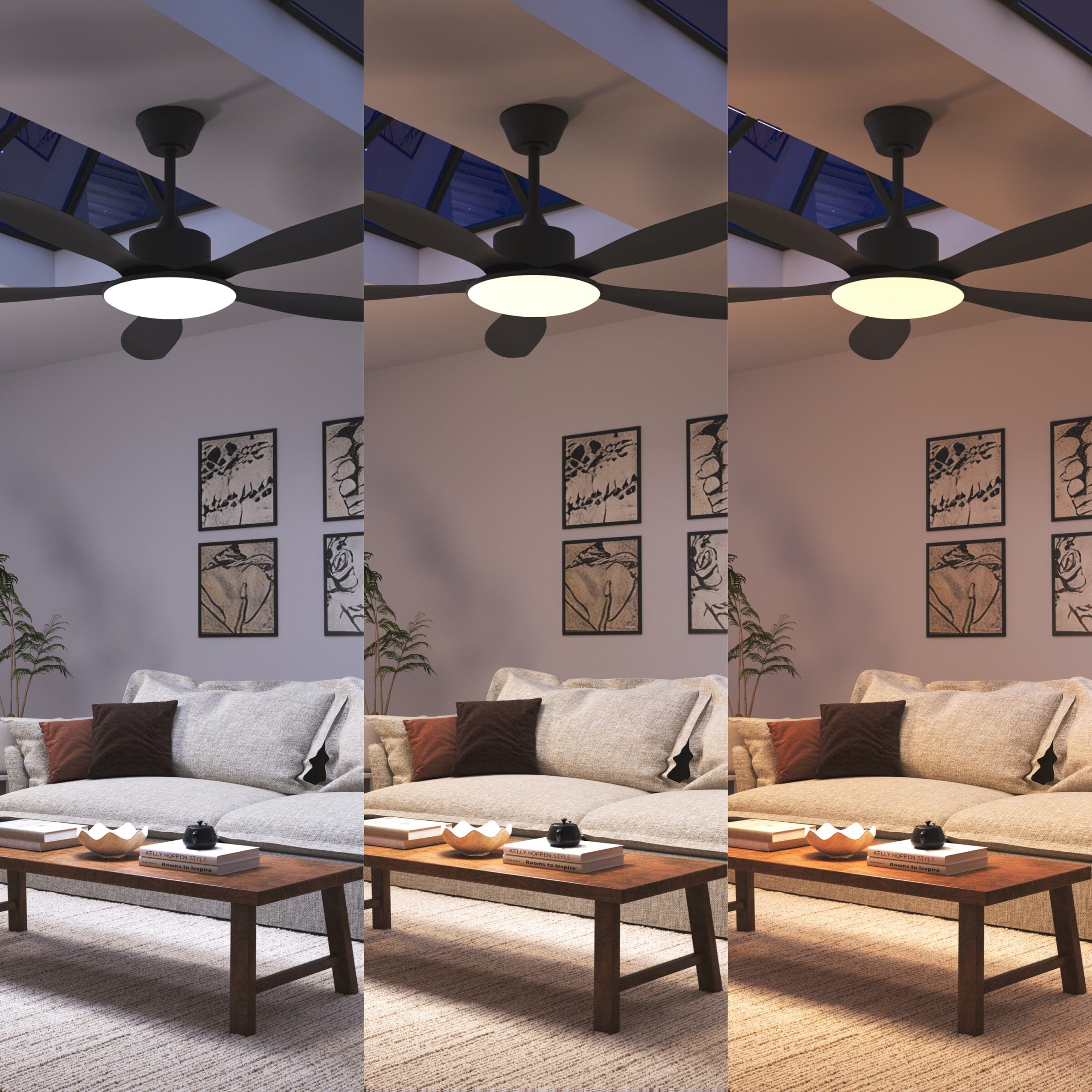 Lightsin 53-inch Modern Ceiling Fan with Light, Silent 5-Blade LED Fan with Remote Lightsin UK 