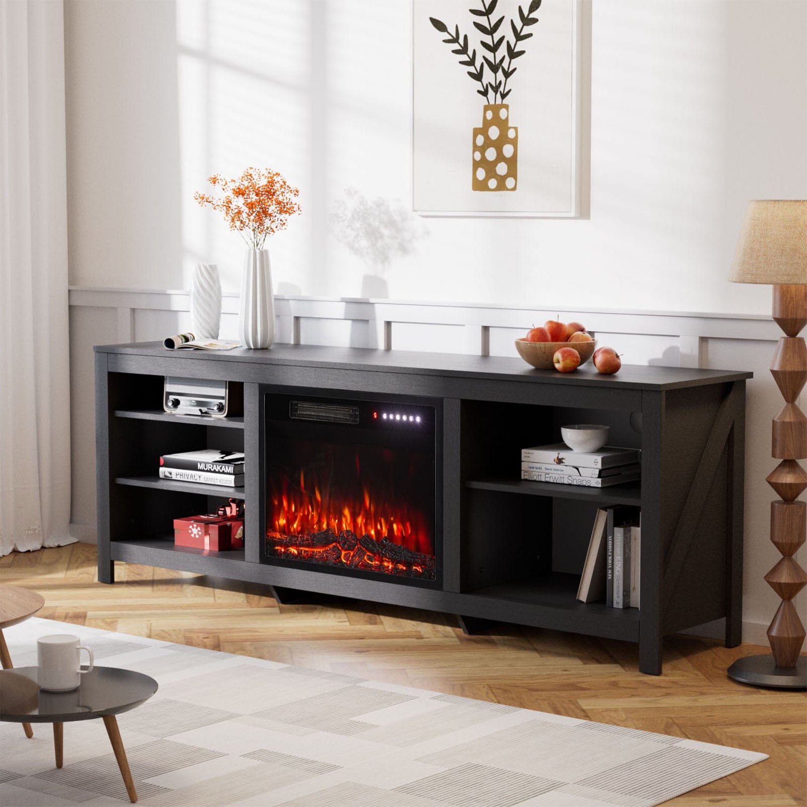 23Inch Electric Fireplace with TV Stand | 12 Flame Colours, Remote Control Living and Home 