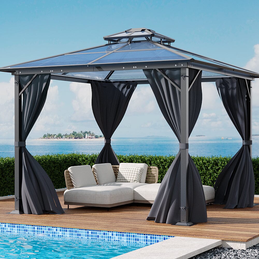 3*3*2.7m Half Iron Half Aluminium Double-top Sun Canopy with Surround Fabric Living and Home 