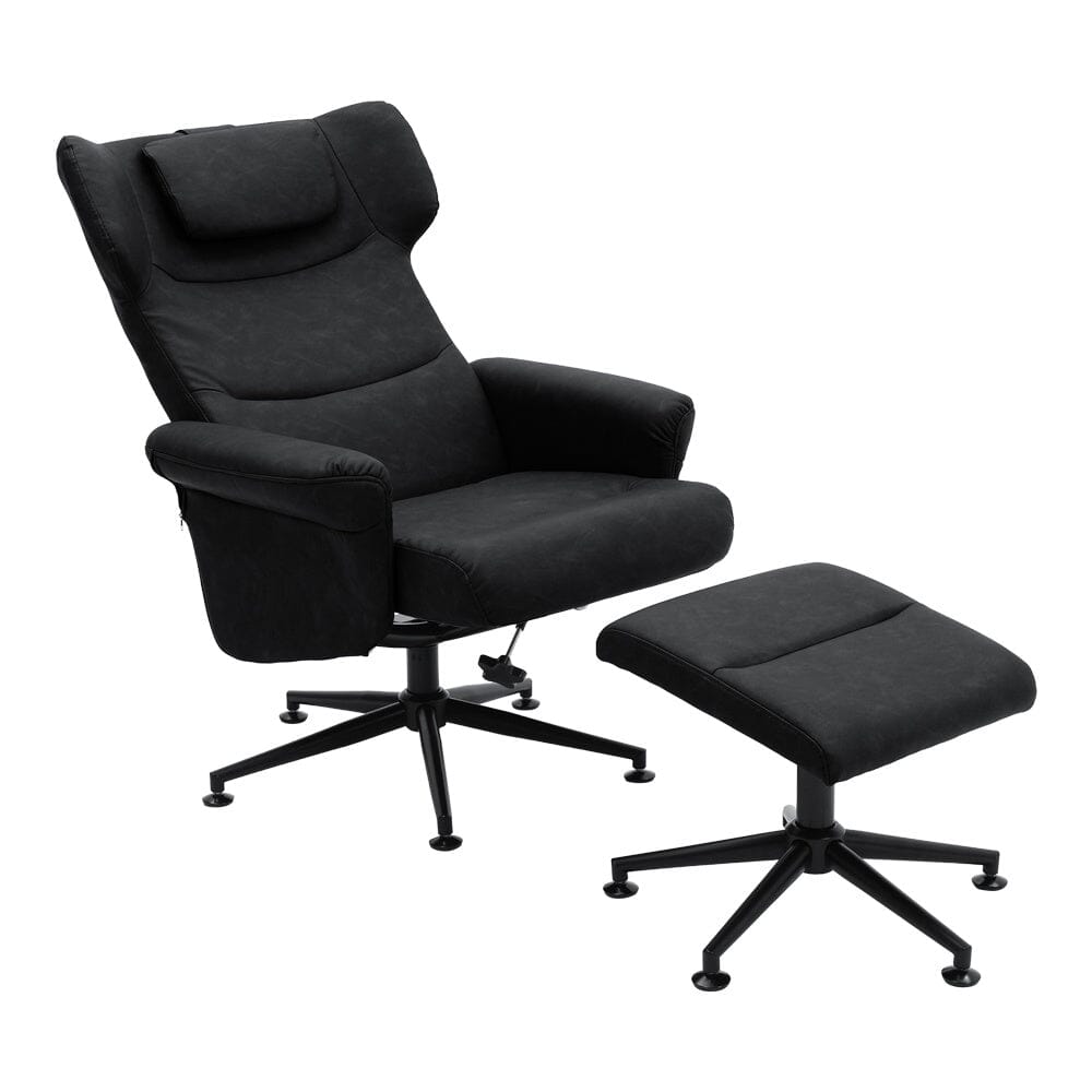 Livingandhome Faux Leather Swivel?Armchair with Footstool, ZH1485 Living and Home 