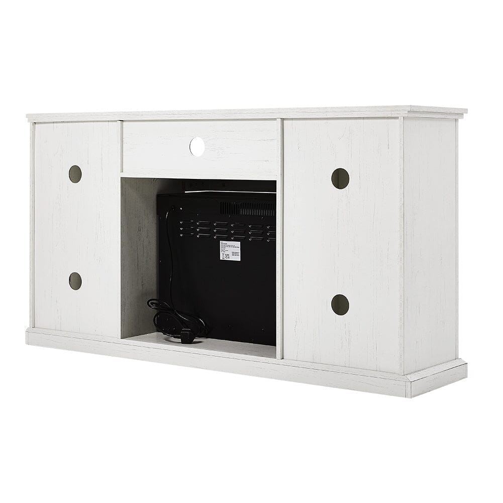 Smallbee 3-Sided Fireplace TV Stand Wood With Glass Door Storage Smallbee UK 