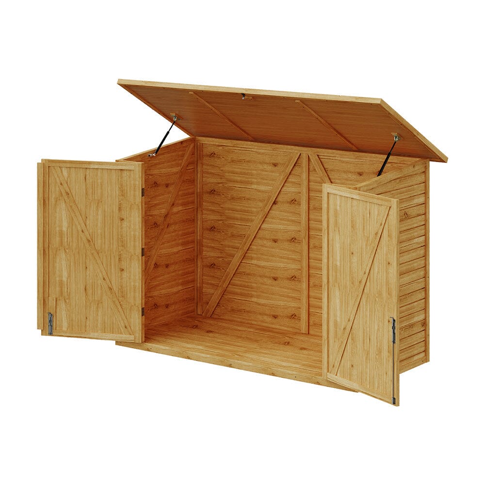 200.5x93x132cm / 220x103x133cm Wooden Bicycle Shed with Asphalt Roof and Steel Locking Door Living and Home 