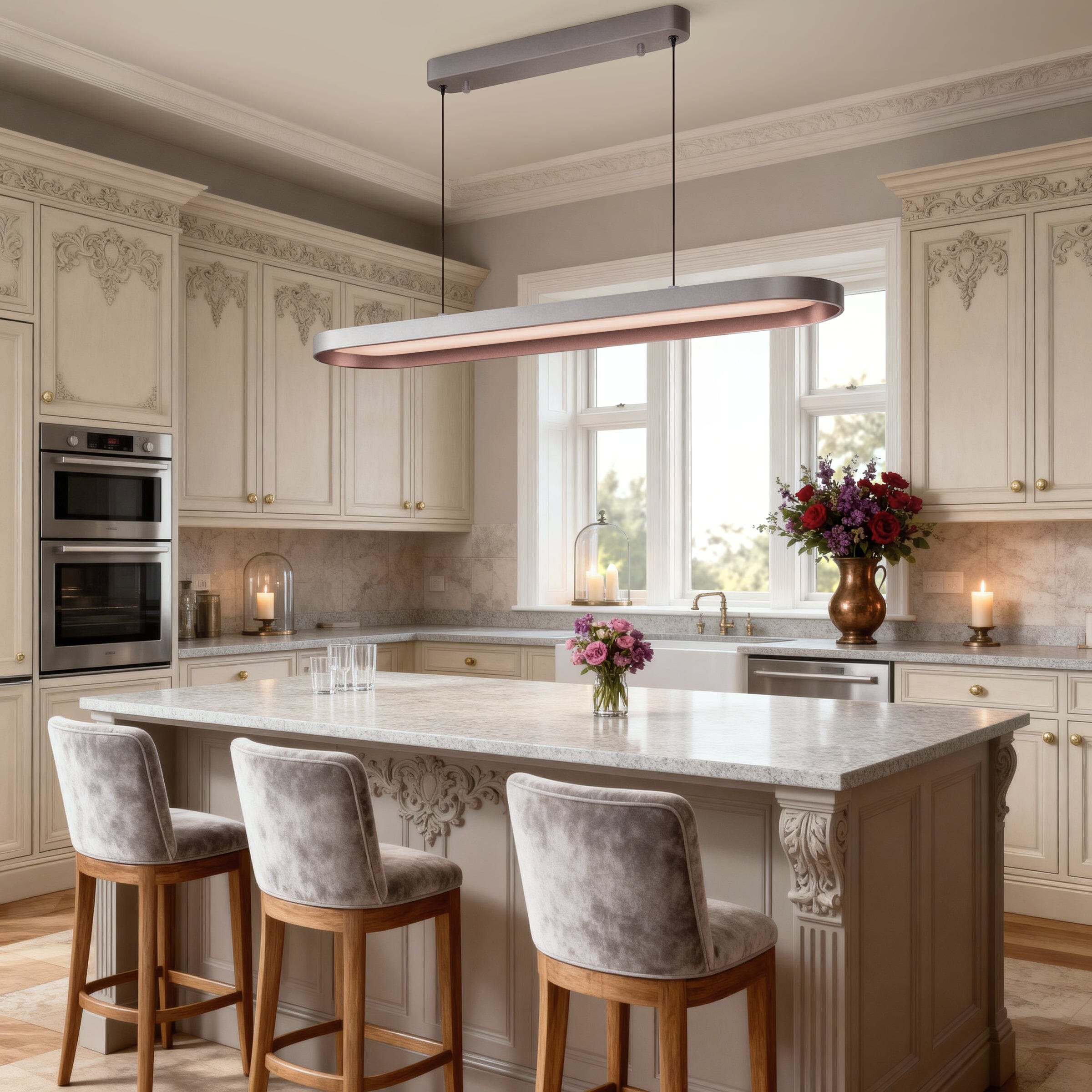 Lightsin Contemporary Gray-Brown Elliptical Dimmable Pendant Light Lightsin UK 