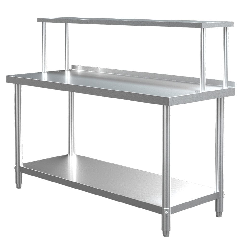 2 Tiers Commercial Kitchen Prep Table Stainless Steel Work Table Commercial Work Tables Living and Home 