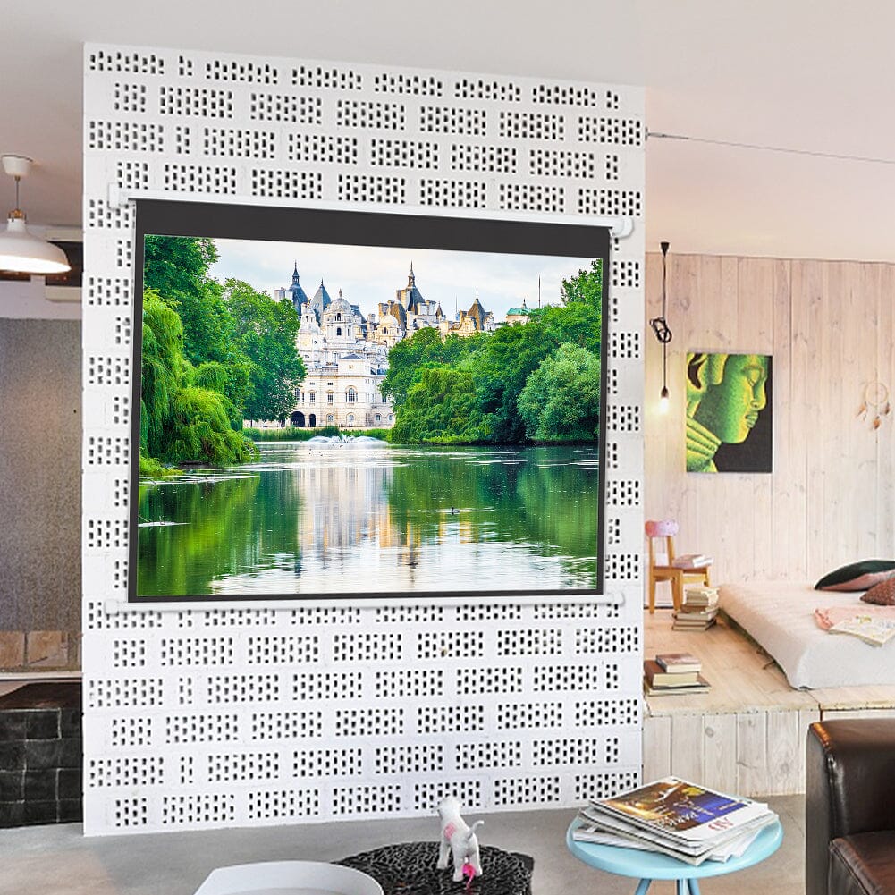 Wall Mount Electric Projector Screen for Home Theater Movie Projector Screens Living and Home 