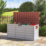 3ft L Grey Garden Storage Chest Box with Brown Cover