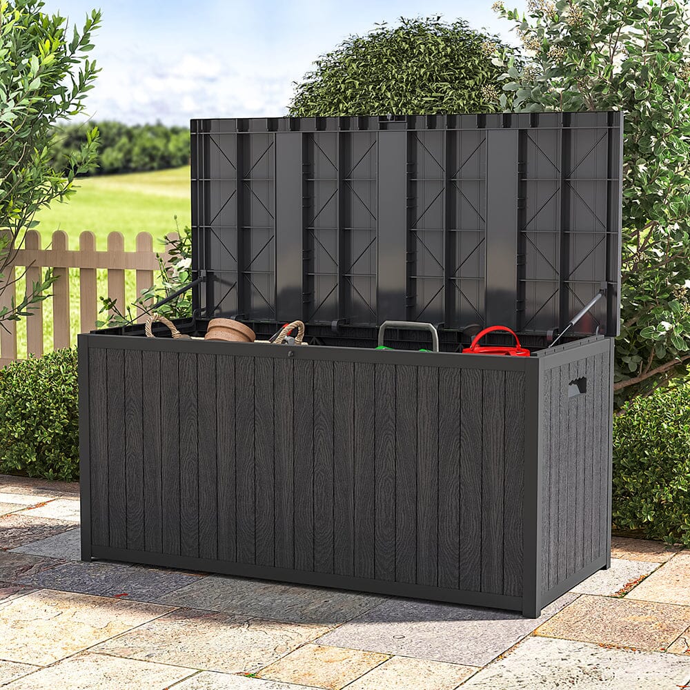 4ft Long Outdoor Black Storage Deck Box Large Size Garden Storage Boxes Living and Home 