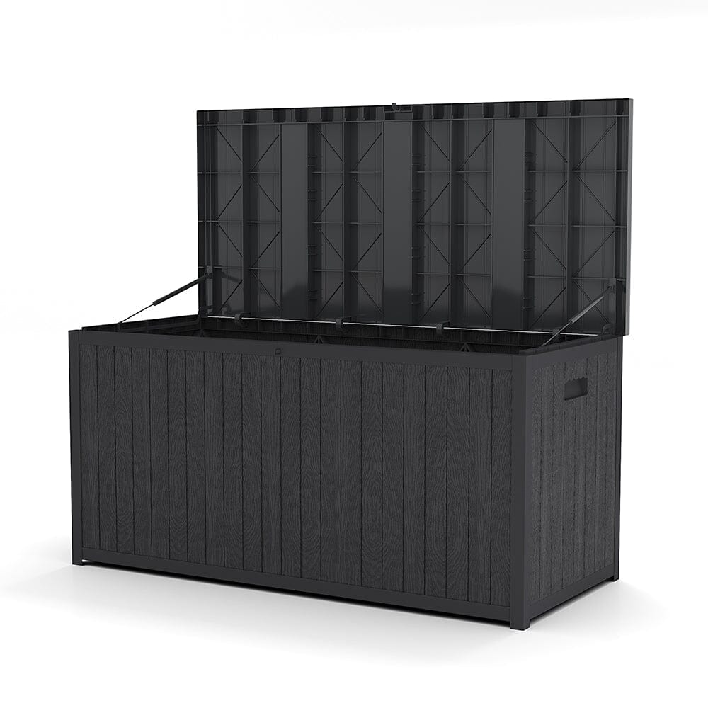 4ft PP Garden Storage Deck Box Large Outdoor Grey/Black Garden Storage Boxes Living and Home 