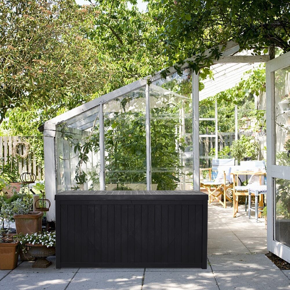 4ft PP Garden Storage Deck Box Large Outdoor Grey/Black Garden Storage Boxes Living and Home 