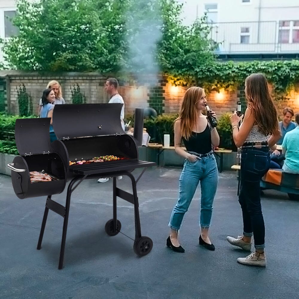 Charcoal BBQ Grill with Offset 2-in-1 Smoker BBQ Grills Living and Home 