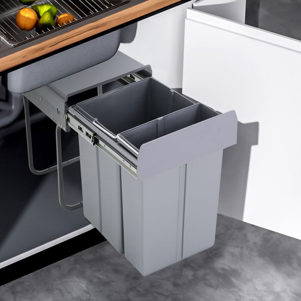 30/40L Grey Pull Out Recycling Waste Bin for Kitchen Kitchen Waste Bins Living and Home 30L (10L+20L) 