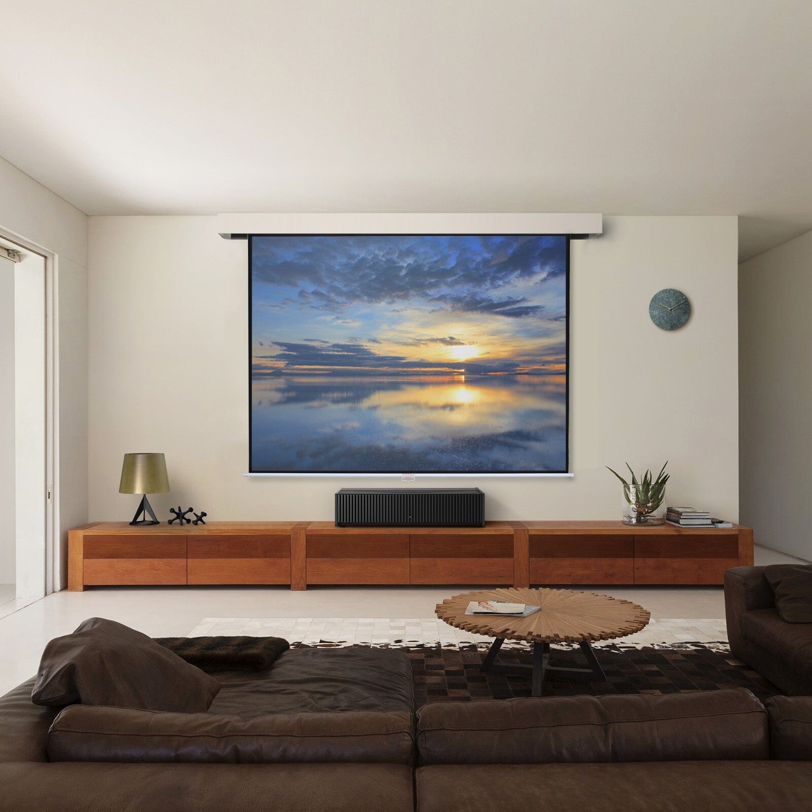 4:3 Manual Pull Down Projector Screen Home Theater Projection Movie Sc ...