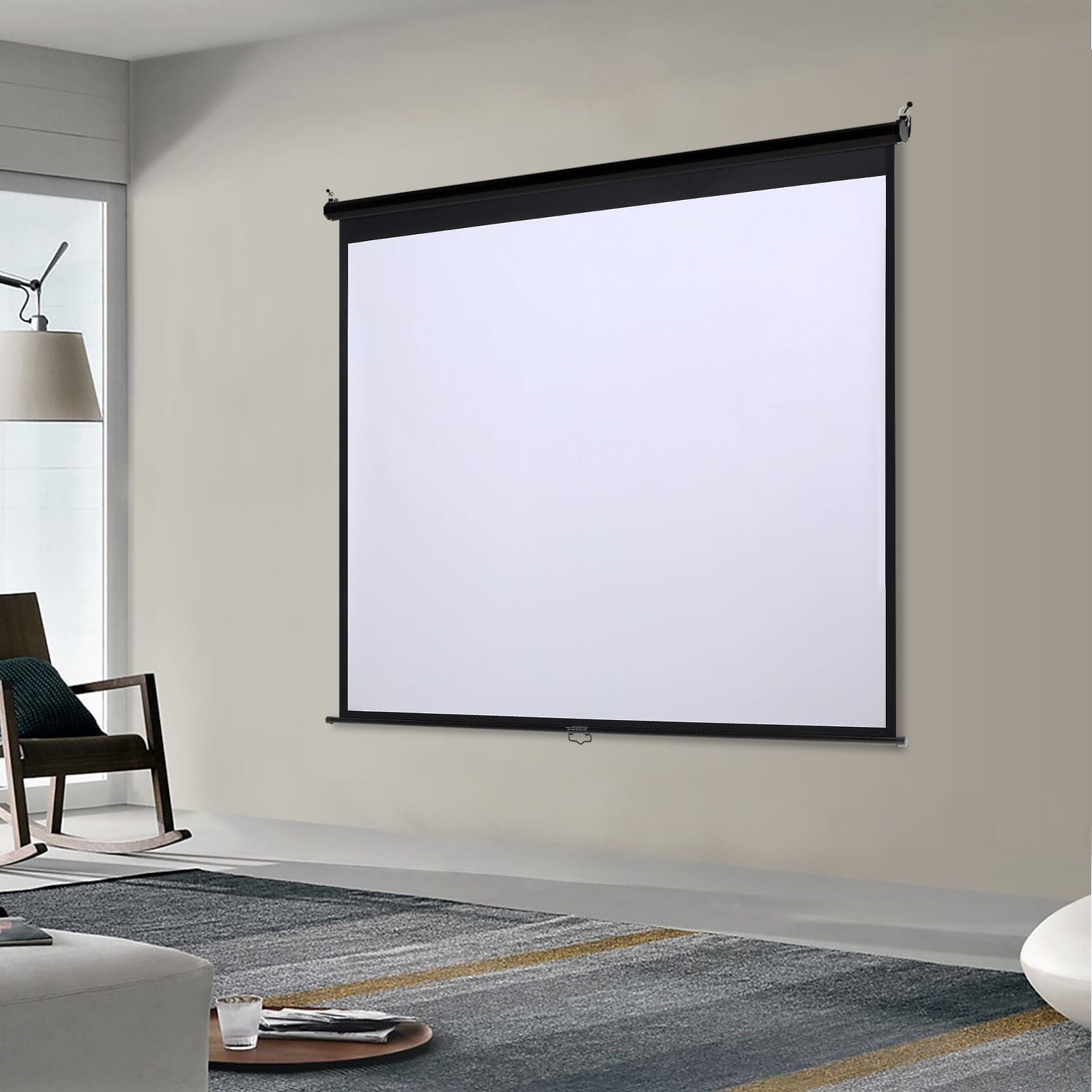4:3 Projector Screen with Manual Pull Down for Home Theater Projector Screens Living and Home 181cm W x 136cm H 