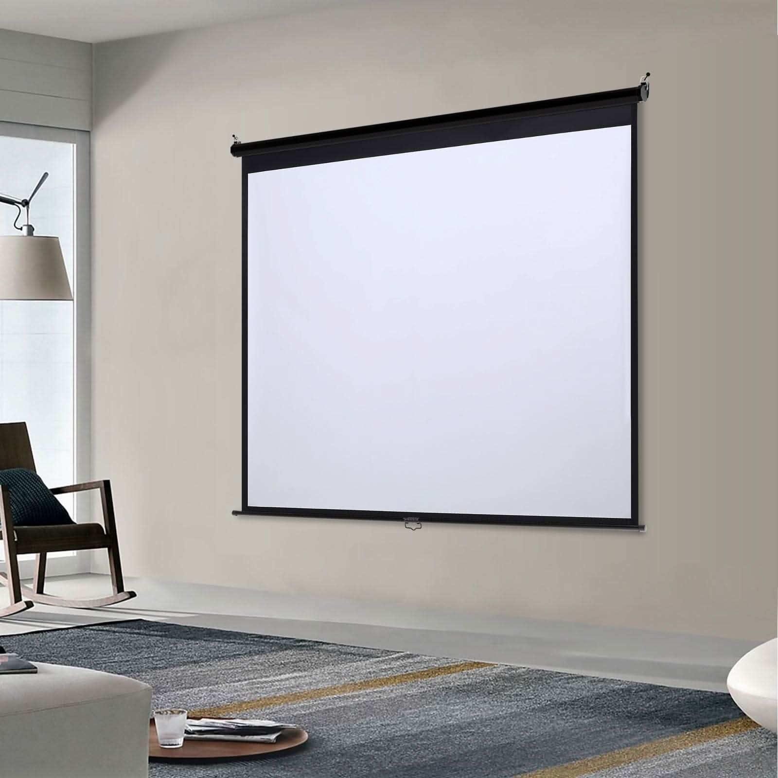 4:3 Projector Screen with Manual Pull Down for Home Theater – Living ...
