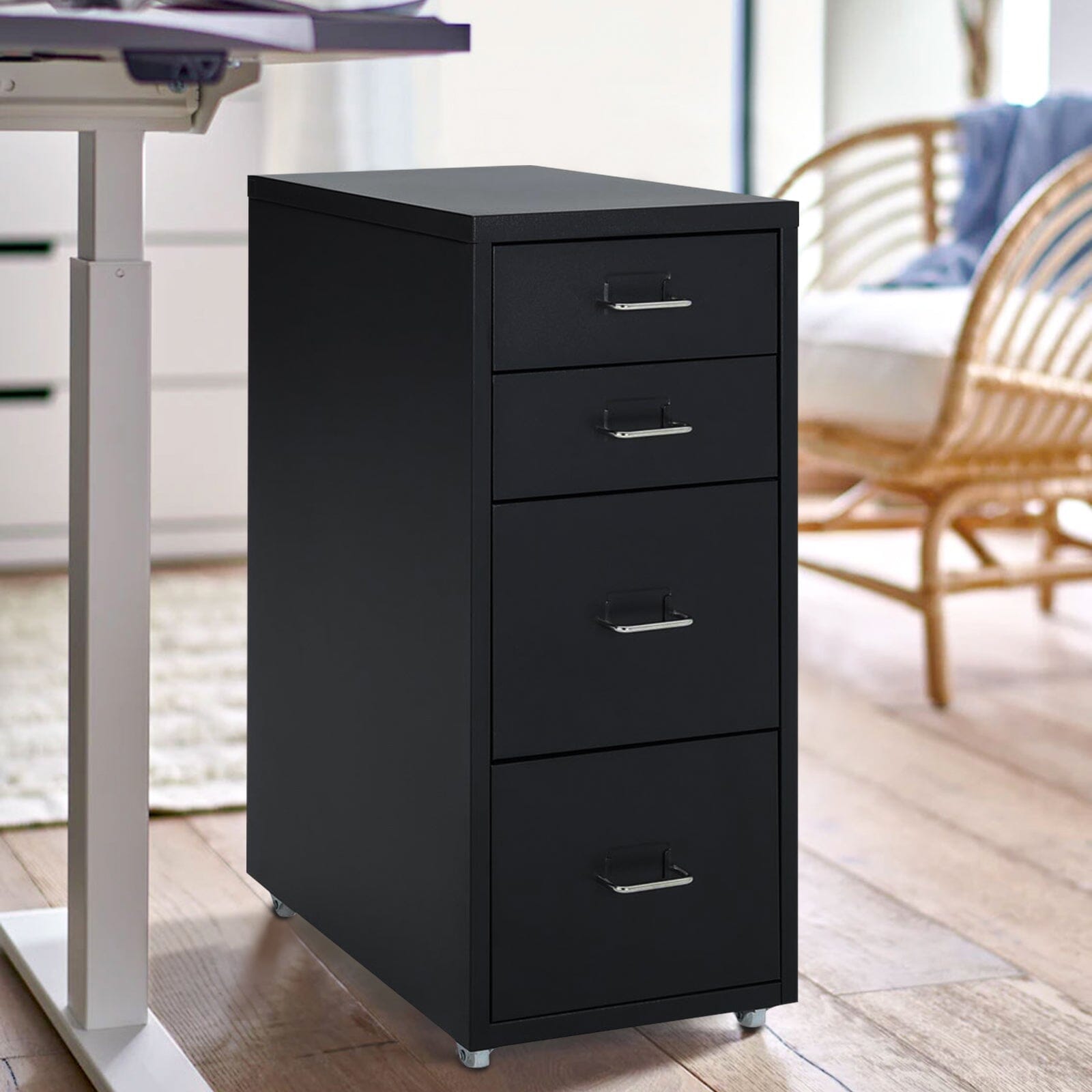 3/4/6/8Drawers Office Filing Cabinet Metal White Chest Storage Unit Wheels Cabinets Living and Home 