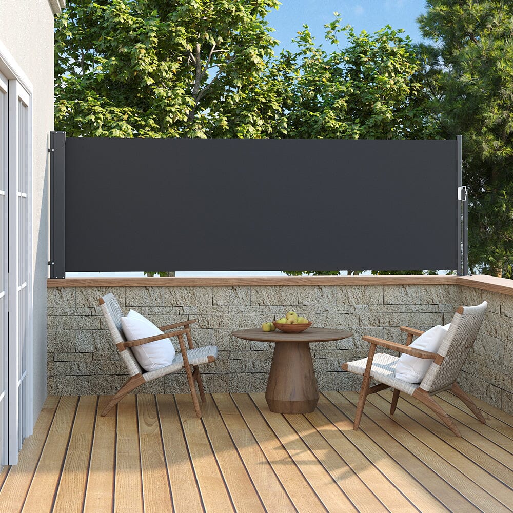 9ft Length Side Awning Retractable Outdoor Privacy Screen Patio Awnings Living and Home Dark Gray Length 300 cm x Height 100 cm 