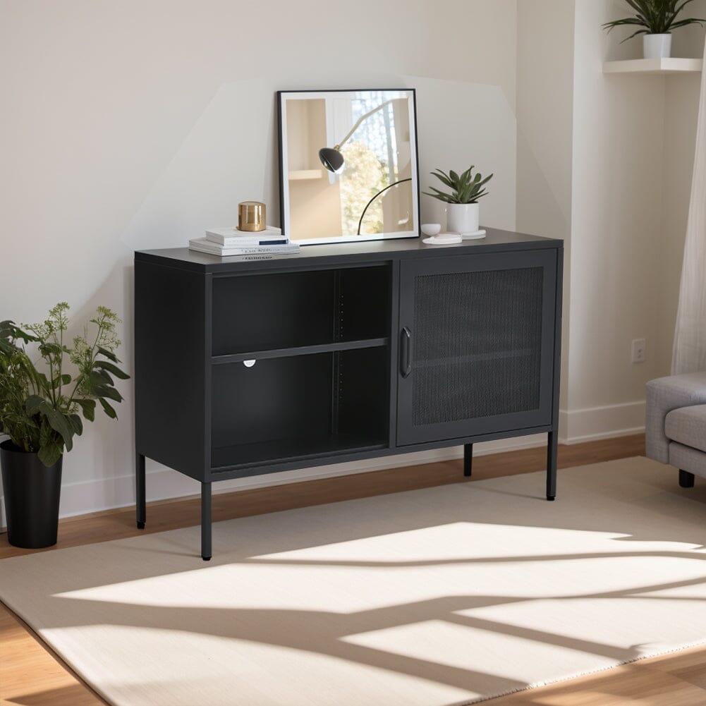 119cm Wide Freestanding Steel File Filing Cabinet with Open Shelves TV Stands Living and Home 