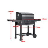 Charcoal Grill Garden Barrel Wide 138cm w/ Side Shelves BBQ Grills Living and Home 
