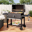 Barrel Charcoal Outdoor Grill Wide 160cm with Side Shelves BBQ Grills Living and Home 
