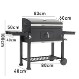 Barrel Charcoal Outdoor Grill Wide 160cm with Side Shelves BBQ Grills Living and Home 