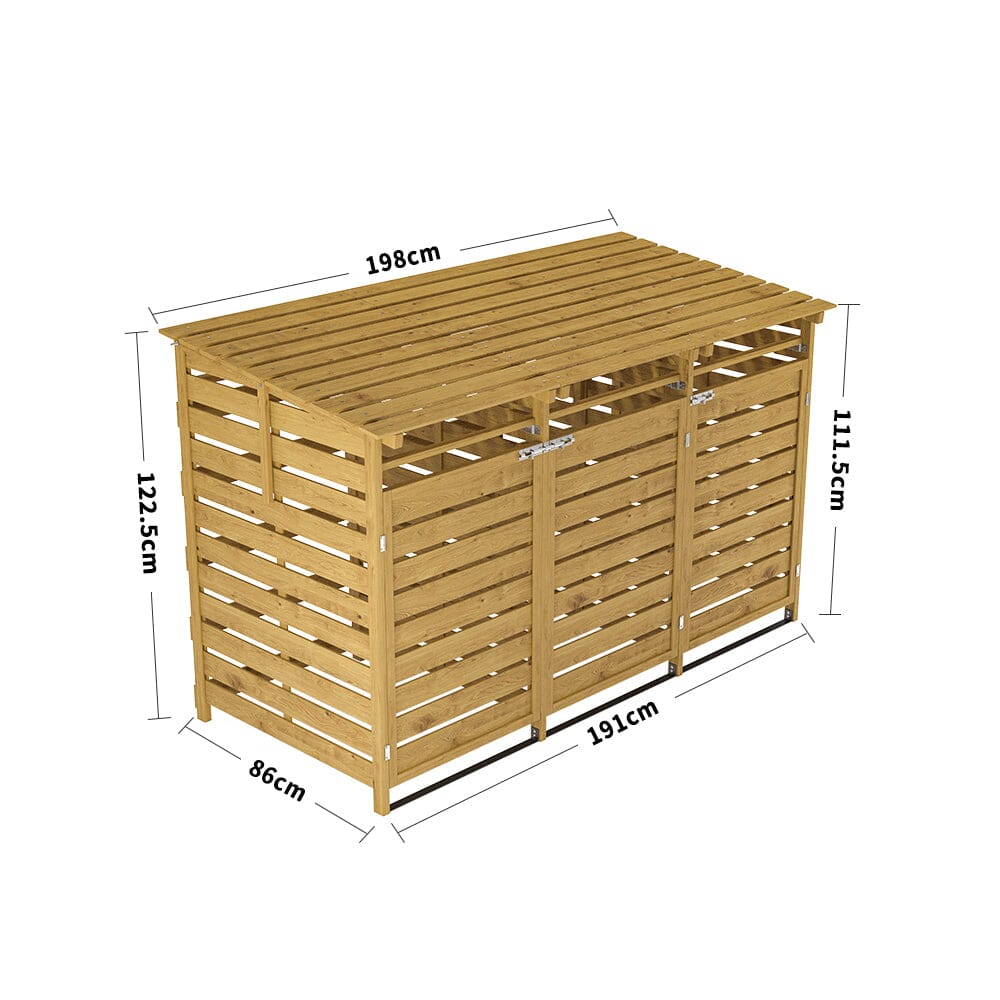 Livingandhome Outdoor Spruce Wood Trash Can Storage Shed Living and Home 