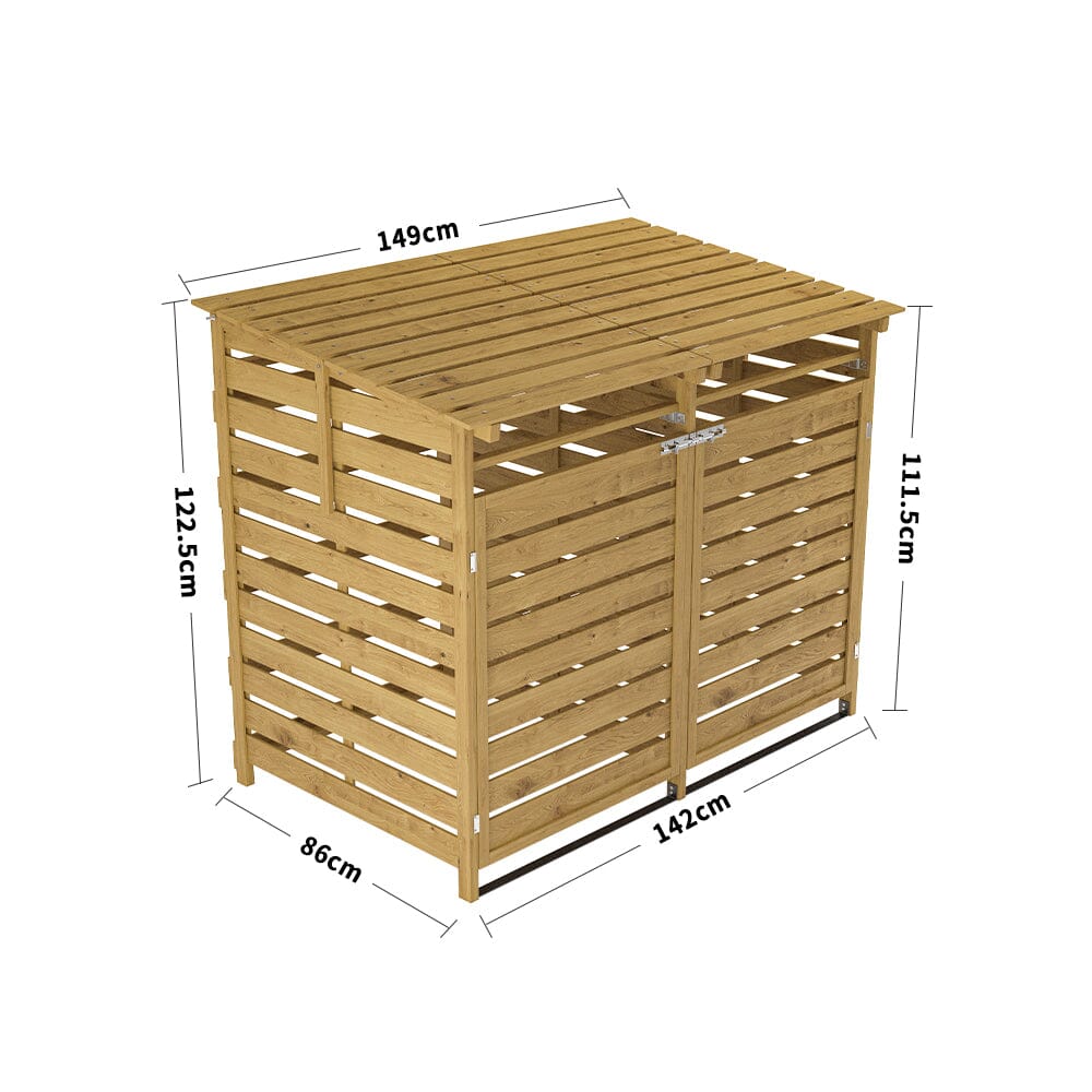 Livingandhome Outdoor Spruce Wood Trash Can Storage Shed Living and Home 