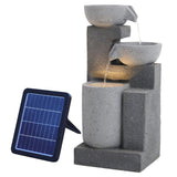 Garden Cascading Fountain Solar LED Light Rockfall Water Feature Fountains Living and Home 