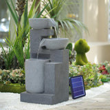 Garden Cascading Fountain Solar LED Light Rockfall Water Feature Fountains Living and Home 