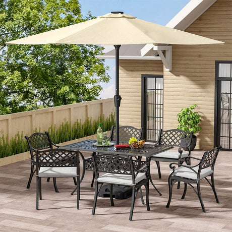 7Pcs Garden Dining Table and Chairs Set with Cushions Garden Dining Sets Living and Home Black Table with 4 Chairs 