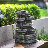 Faux Rock Garden Fountain with Lights
