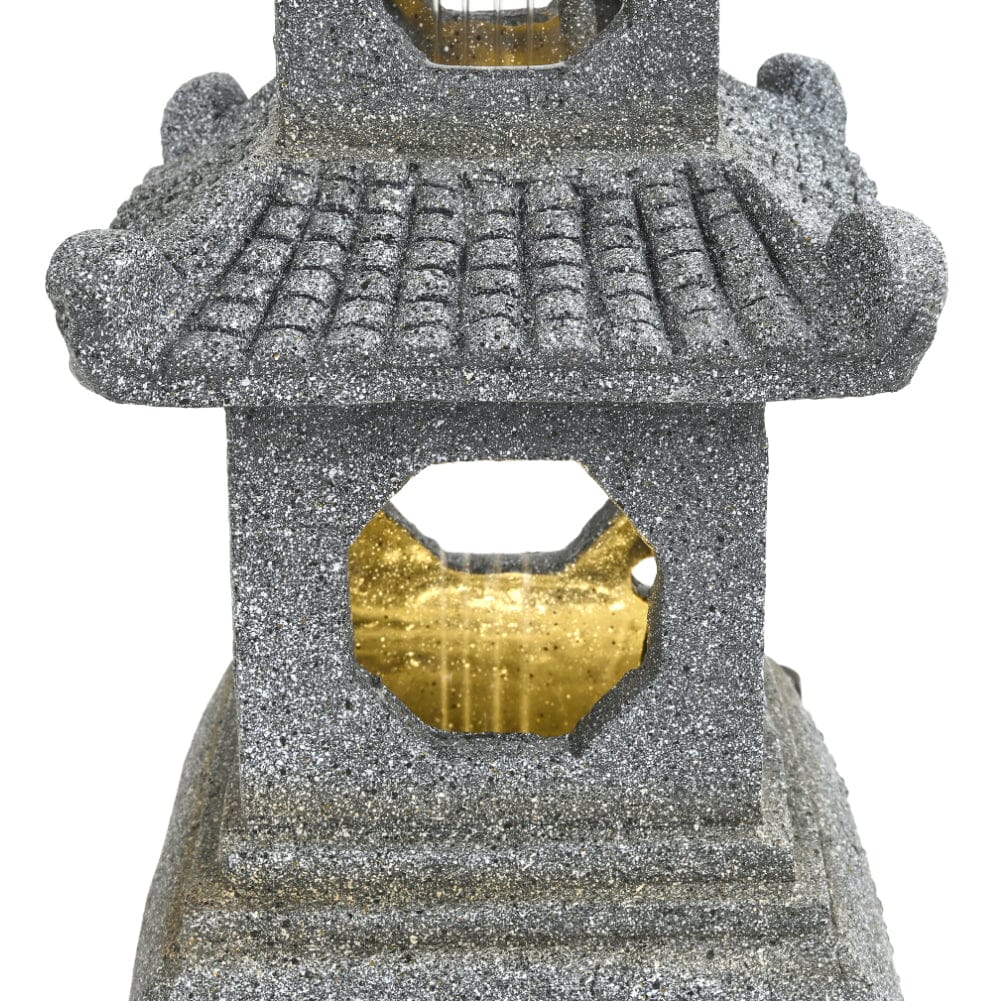 Pagoda Solar Garden Fountain with LED Lights Fountains Living and Home 