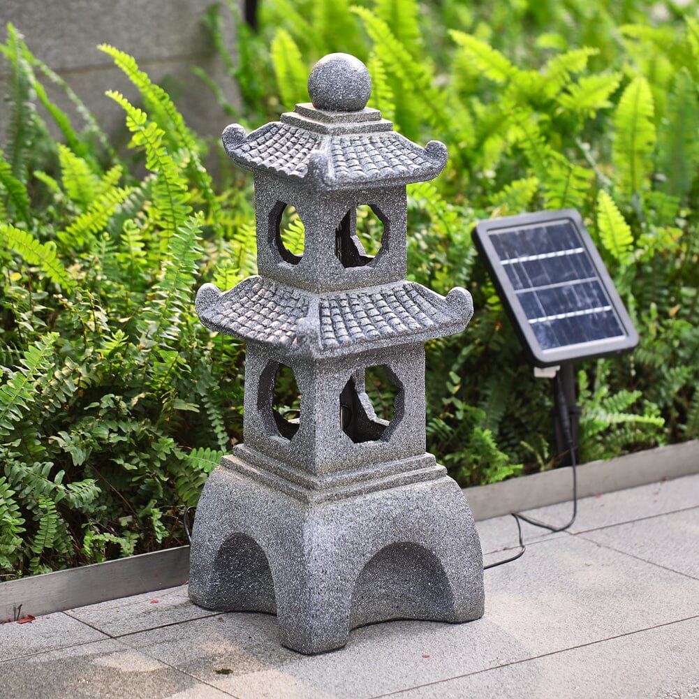 Pagoda Solar Garden Fountain with LED Lights Fountains Living and Home 