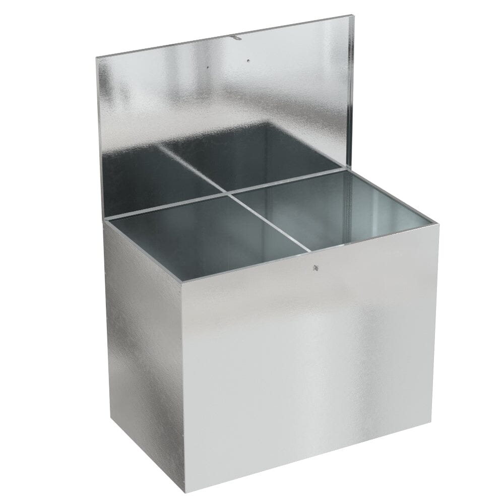 3ft W Large 64L Galvanized Feed Storage Bin with 1/2/3 Compartment Living and Home