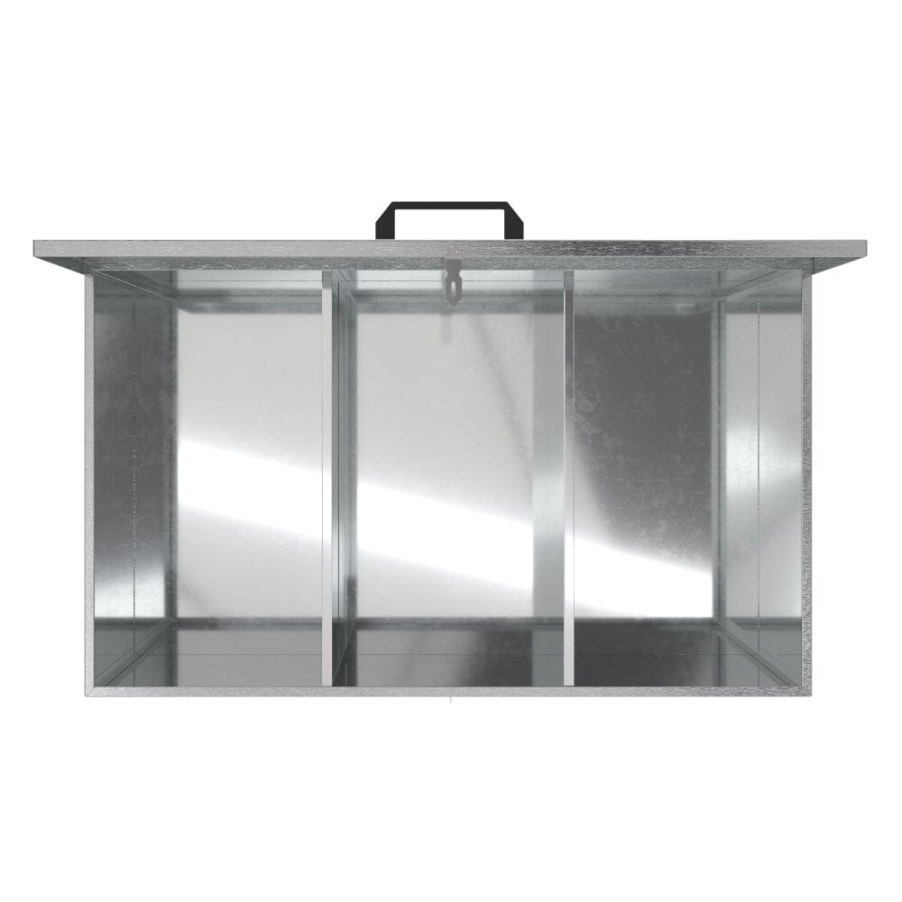3ft W Large 64L Galvanized Feed Storage Bin with 1/2/3 Compartment