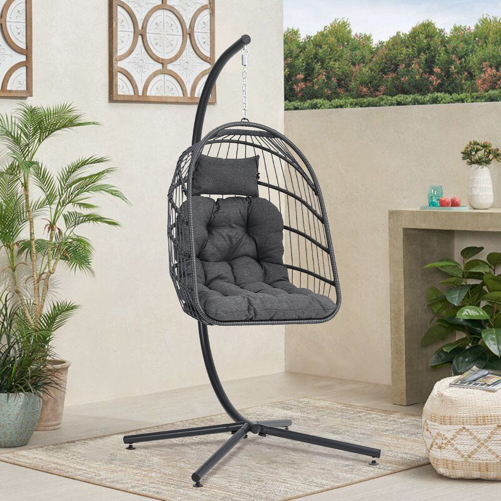 Hanging Chair with Stand and Cushion Patio Swing Chairs Living and Home 