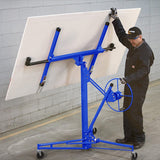 16FT Drywall Lifter Panel Hoist Rolling Caster Construction With Lockable Wheels Cranes Living and Home Blue 