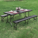 2 pcs Portable Outdoor Folding Chairs - Rattan Plastic, Black Foldable Design Garden Dining Sets Living and Home 