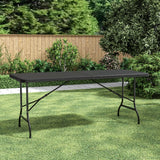 5ft L Folding Table Portable Outdoor Black Rattan Plastic Folding Table