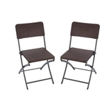Set of 2 Outdoor Rattan Plastic Folding Chairs for Parties Events and More Garden Dining Sets Living and Home Brown 