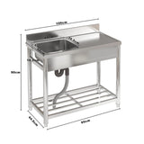 Stainless Steel One Compartment Commercial Sink with Right Drainboard Living and Home 
