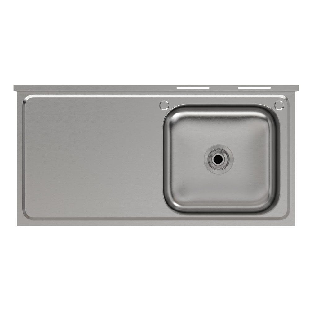 Stainless Steel One Compartment Commercial Sink with Left Drainboard Kitchen Sinks Living and Home 