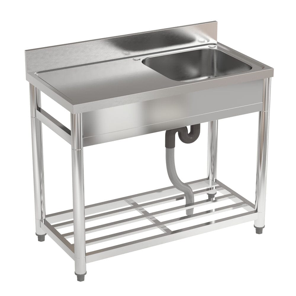Stainless Steel One Compartment Commercial Sink with Left Drainboard Kitchen Sinks Living and Home 