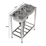 Two Compartment Stainless Steel Sink with Shelf Kitchen Sinks Living and Home 