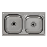 Two Compartment Stainless Steel Sink with Shelf Kitchen Sinks Living and Home 