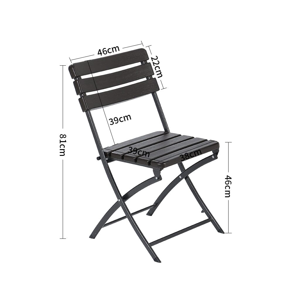 81cm Height 3Piece Plastic Outdoor Folding Table and Chairs Set Living and Home