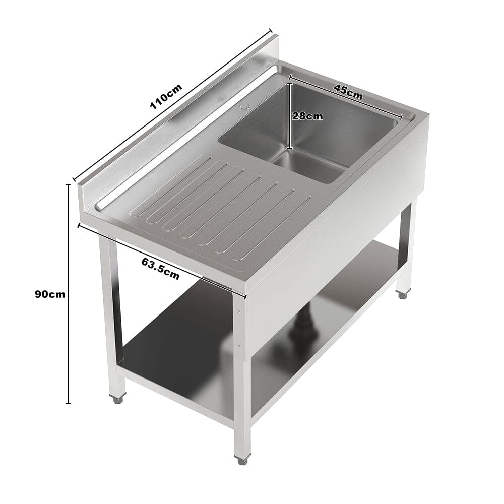 Stainless Steel Hand Wash Basin with Front Side Living and Home 